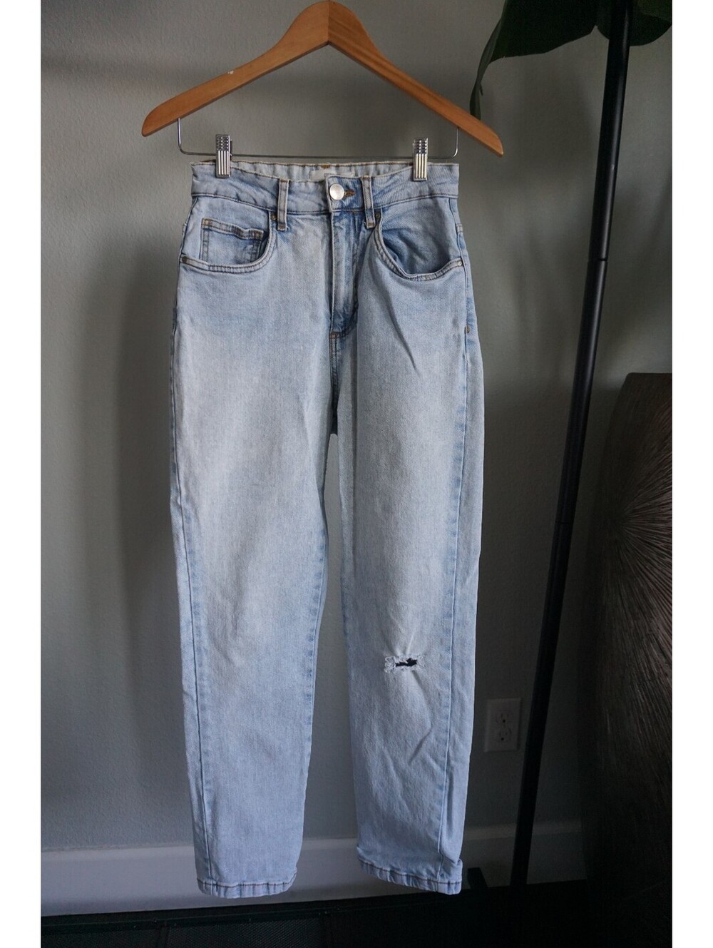 Cotton On Straight Leg Stretch Jeans Roadknight Blue Size 6 High Rise Light Wash